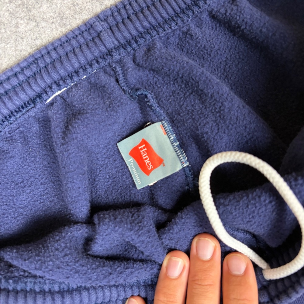 Hanes Premium Navy Blue Fleece Sweatpants Elastic Waist Drawstring Joggers Mens